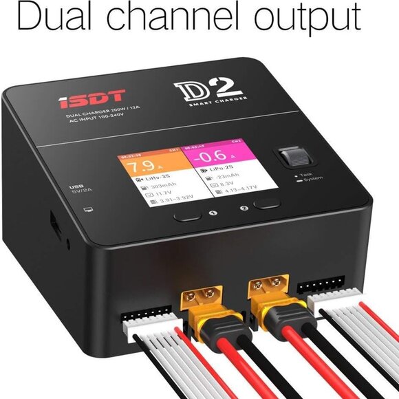 ISDT D2 Mark 2 LiPo Battery Balance Charger Discharger 200W 12Ax2 AC Dual Channe - Picture 3 of 9